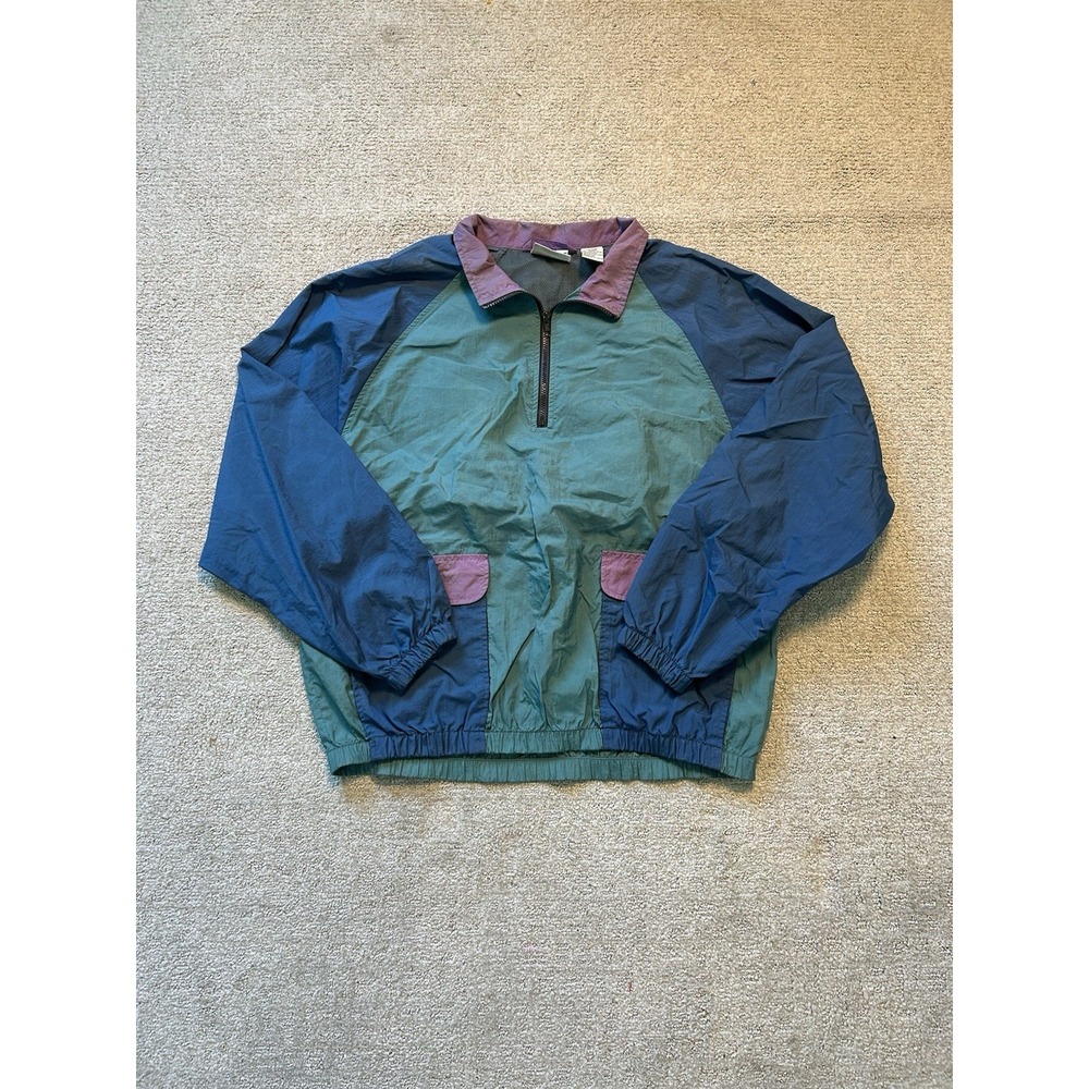 Vintage 90s Color Block Reebok Golf Windbreaker Green/Blue/Purple - Size L/G